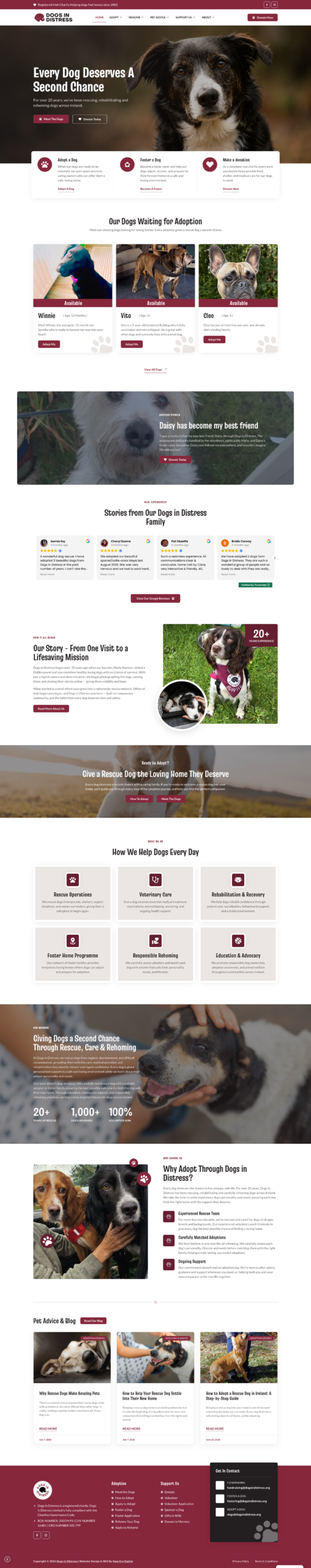 Dogs in Distress charity WordPress website designed by New Era Digital