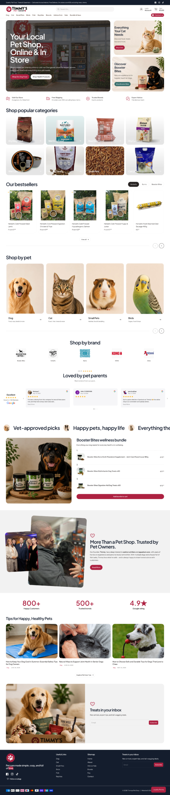 Timmy's Pet Shop Shopify e-commerce website designed by New Era Digital