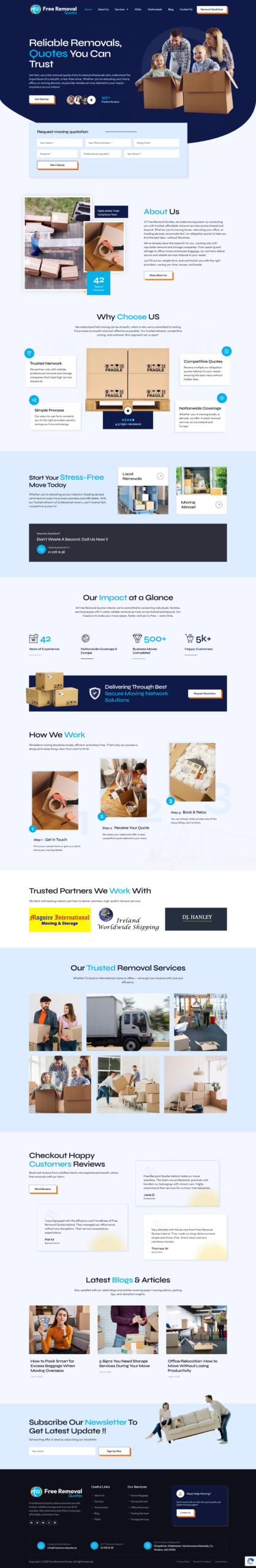 Free Removal Quotes WordPress website designed by New Era Digital